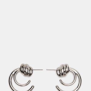 KNOT HOOP EARRINGS SILVER