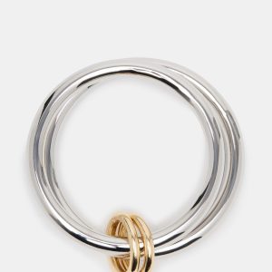 TWO-TONE BANGLE BRACELET SILVER MULTI