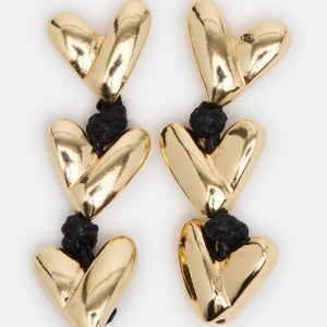 HEART LINEAR EARRINGS BLACK/GOLD