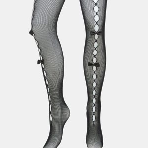 FISHNET BOW TIGHTS BLACK