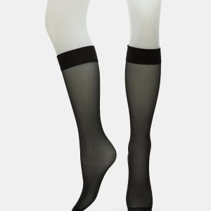 3 PACK SHEER KNEE HIGH SOCKS MESH BLACK