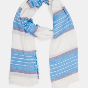 STRIPED OBLONG SCARF BLUE