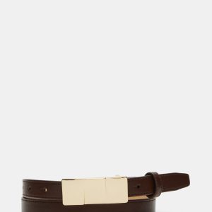 STACKED SQUARE BUCKLE BELT CHOCOLATE