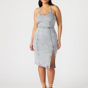 GIA DENIM DRESS LIGHT GREY