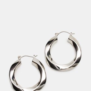 MEDIUM TWISTED HOOPS SILVER